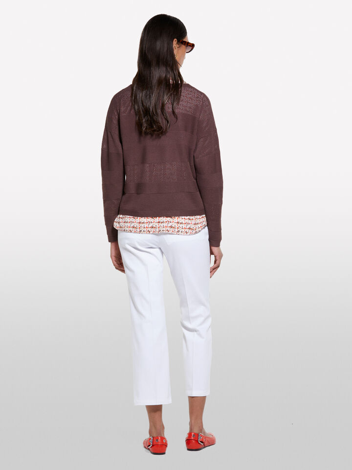 Brown boat neck sweater - women's boat neck sweaters - Dark Brown | Sisley image number 3